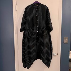 Black & White Striped Linen Dress